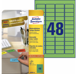 Etiket Avery Zweckform L6040-20 45.7x21.2mm groen 960stuks