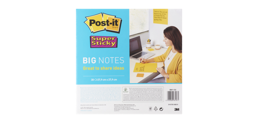 Scrum Big Notes Post-it Super Sticky BN11-EUU 279x279mm jaune 30 feuilles