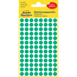 Etiket Avery Zweckform 3012 rond 8mm groen 416stuks