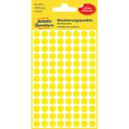 Etiquette Avery Zweckform 3013 rond 8mm jaune 416 pcs