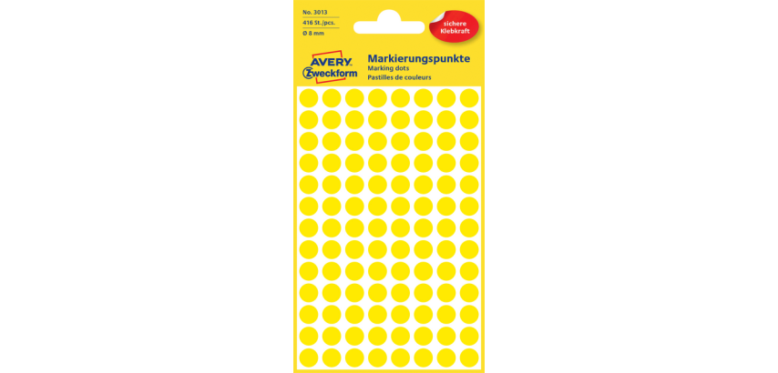 Avery 3013 label round 8mm yellow 416 labels