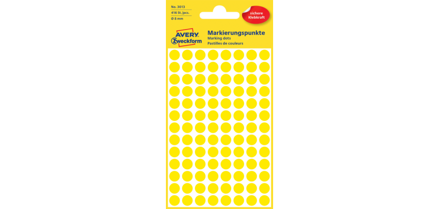 Avery 3013 label round 8mm yellow 416 labels
