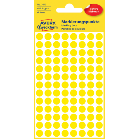 Etiquette Avery Zweckform 3013 rond 8mm jaune 416 pcs