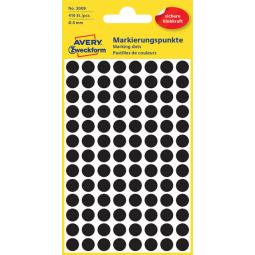 Etiquette Avery Zweckform 3009 rond 8mm noir 416 pcs