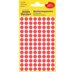 Etiket Avery Zweckform 3010 rond 8mm rood 416 etiketten