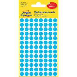 Etiket Avery Zweckform 3011 rond 8mm blauw 416stuks