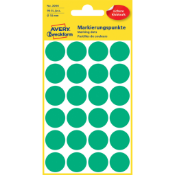 Etiquette Avery Zweckform 3006 rond 18mm vert 96 pcs