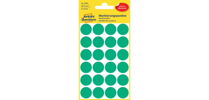 Avery Label 3006 round 18mm green 96 pieces