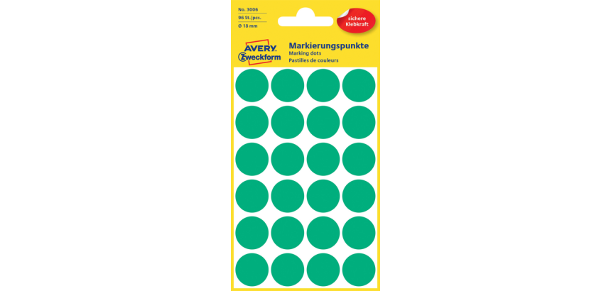 Avery Label 3006 round 18mm green 96 pieces