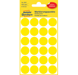 Etiket Avery Zweckform 3007 rond 18mm geel 96 etiketten