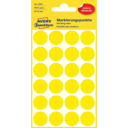 Etiquette Avery Zweckform 3007 rond 18mm jaune 96 pcs