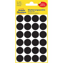 Etiket Avery Zweckform 3003 rond 18mm zwart 96stuks