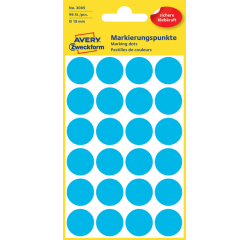 Etiket Avery Zweckform 3005 rond 18mm blauw 96 etiketten