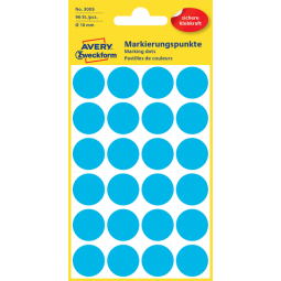 Etiket Avery Zweckform 3005 rond 18mm 96stuks blauw