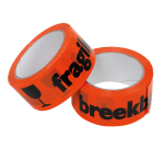 Waarschuwingstape IEZZY breekbaar 50mmx66m oranje/zwart