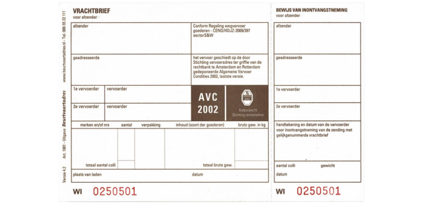 Vrachtbrief IEZZY BVA 1001 19x12cm 3voud 100stuks blanco