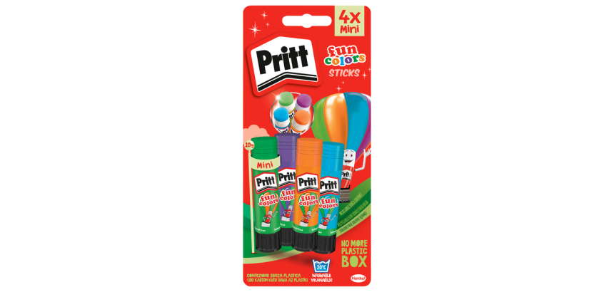 Bâton de colle Pritt 10g Fun Colors 4 pièces blister