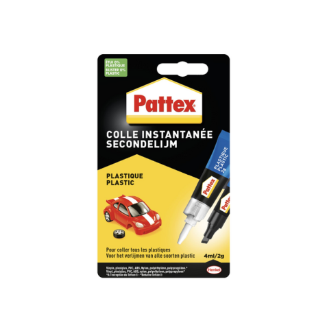 Colle seconde Pattex All plastic tube 2g blister