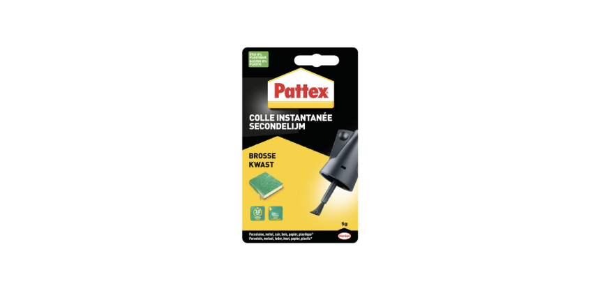 Secondenlijm Pattex met kwast flacon 5 gram op blister