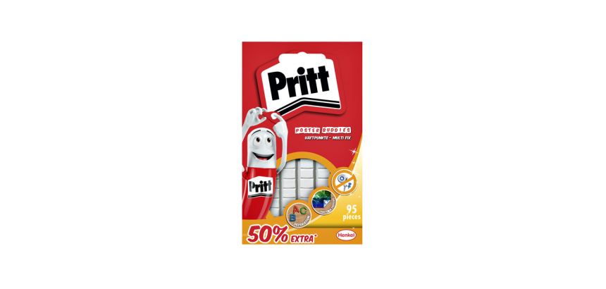 Pastille à fixer double face Pritt Poster buddies blister 95 pièces 50% gratuit