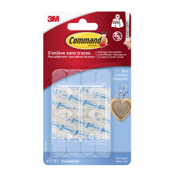 Haak Command mini inclusief bevestigingsstrip transparant 6 stuks