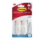White oval Command plastic hook with adhesive strip