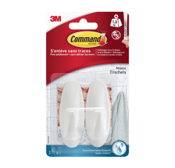 Crochet plastique Command ovale blanc avec bande de fixation