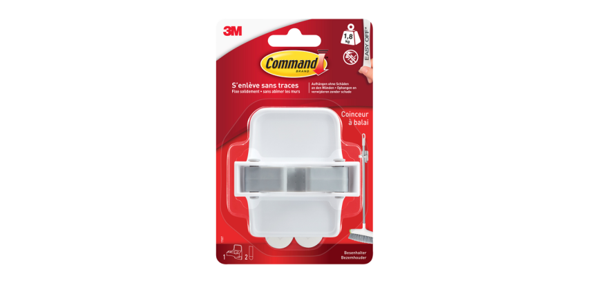 Accroche balai Command inclus bande de fixation blanc