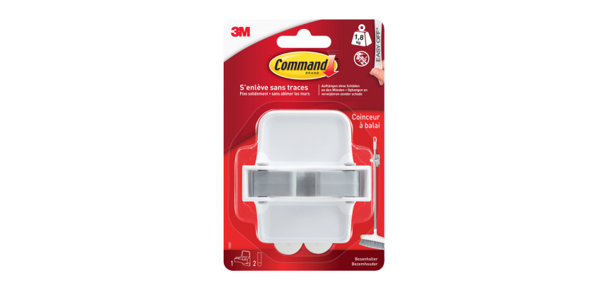 Bezemhouder Command inclusief bevestigingsstrip wit