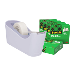 Dévidoir Scotch C18 lavande + 6 rouleaux Magic Tape 19mmx33m