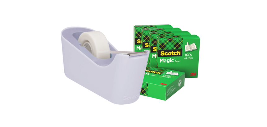 Dévidoir Scotch C18 lavande + 6 rouleaux Magic Tape 19mmx33m