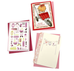 Carte de voeux Paperclip set recharge naissance flle 6 cartes