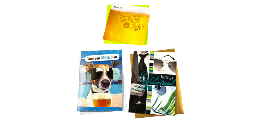 Carte de voeux Paperclip set recharge anniversaire homme 6 cartes