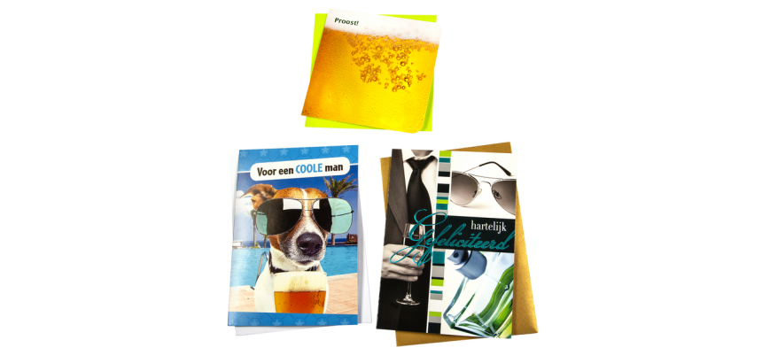 Carte de voeux Paperclip set recharge anniversaire homme 6 cartes