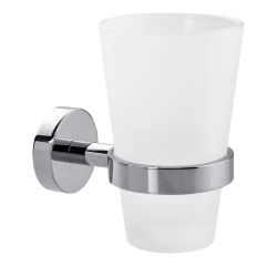 Porte-gobelet tesa® Smooz métal chormé brillant autocollant