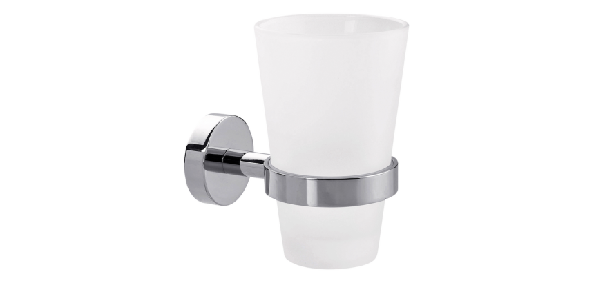 Porte-gobelet tesa® Smooz métal chormé brillant autocollant