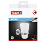 Porte-gobelet tesa® Smooz métal chormé brillant autocollant
