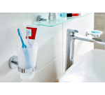 Porte-gobelet tesa® Smooz métal chormé brillant autocollant