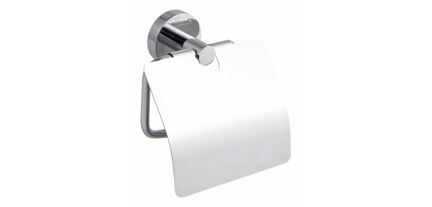 tesa® Smooz shiny chrome metal toilet paper holder with cover