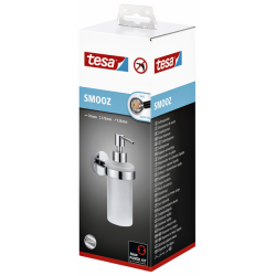 Distributeur pompe savon tesa® Smooz métal chromé brillant autocollant