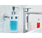 Distributeur pompe savon tesa® Smooz métal chromé brillant autocollant