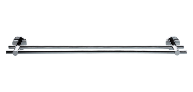 tesa® Smooz double towel holder, shiny chrome-plated metal, self-adhesive