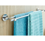 tesa® Smooz double towel holder, shiny chrome-plated metal, self-adhesive