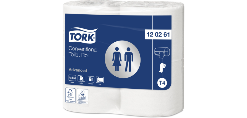 Tork T4 120261 Advanced Toilet Paper 2-ply 493 sheets white