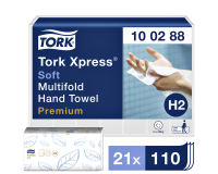 Essuie-mains Tork H2 Premium Multifold 100288 2 épaisseurs 212x340mm blanc 21x 110 feuilles