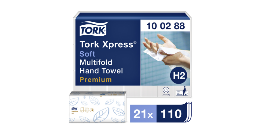 Essuie-mains Tork H2 Premium Multifold 100288 2 épaisseurs 212x340mm blanc 21x 110 feuilles