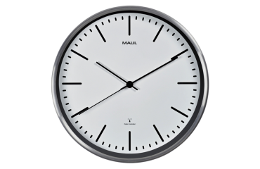 Horloge murale MAULfly RC Ø305x45mm aluminium/blanc avec pile