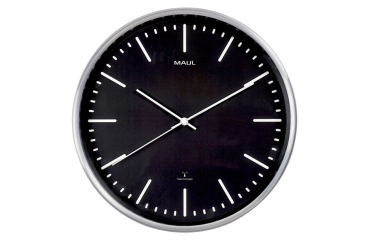 Wandklok MAUL Fly RC Ø305x45mm aluminium frame zwart incl. batterij