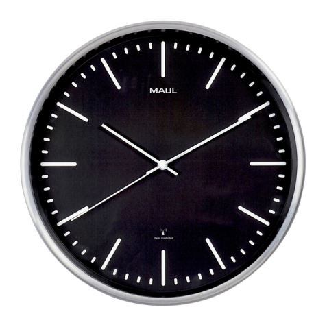 Horloge murale MAULfly Ø30,5x4,5cm aluminium/noir avec pile