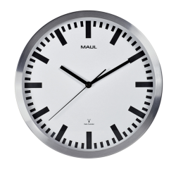 Horloge murale MAULpilot RC Ø305x45mm aluminium/blanc avec pile